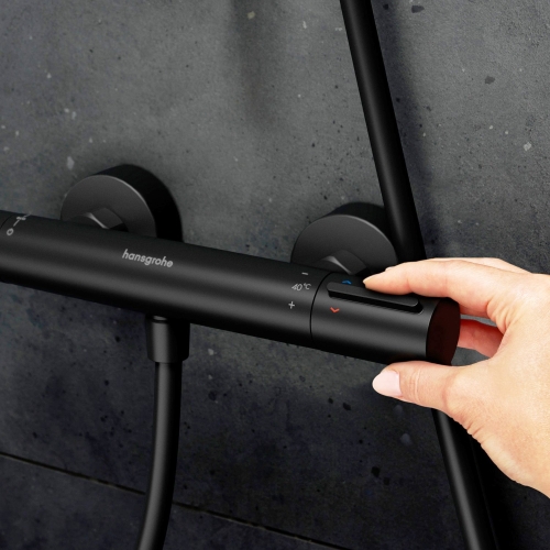 Hansgrohe Ecostat Fine termosztátos zuhanycsaptelep, matt fekete 13324670