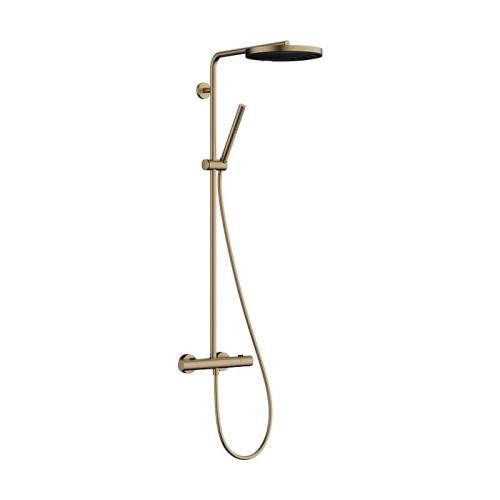 Hansgrohe Pulsify S Puro Showerpipe termosztátos zuhanyrendszer 1jet, szálcsiszolt bronz 24223140