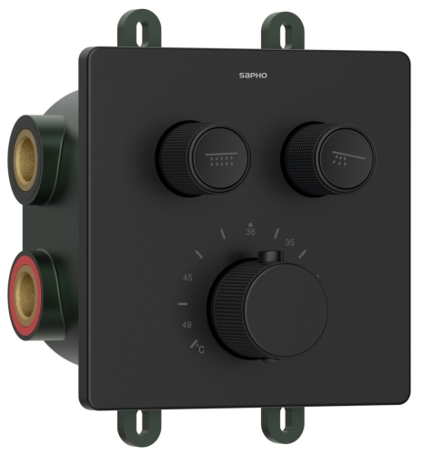 Sapho SMARTSELECT 2-irányú falba süllyesztett termosztátos zuhanycsaptelep, matt fekete RP042B