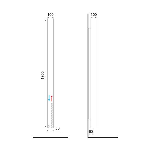Sapho CUBIQ 100x1800 mm fürdőszobai radiátor, matt fehér LQ284