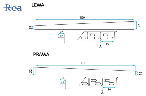 Rea lejtéskialakító szegély épített zuhanyhoz 100 cm balos, matt fekete REA-K3208