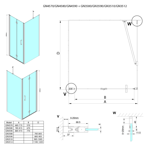 Sapho GELCO LORO 80 cm harmonikaajtó transzparent üveggel, króm GN4580