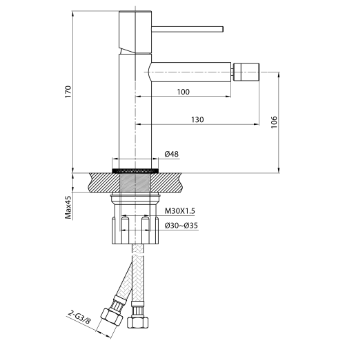 Sapho SOLARIS bidé csaptelep, matt fekete WD003B
