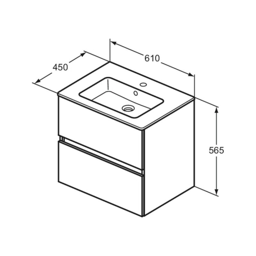 Ideal Standard Eurovit+ 60 cm fali szekrény mosdóval, magasfényű fehér R0572WG