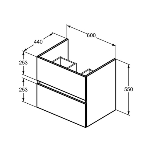 Ideal Standard Eurovit+ 60 cm fali szekrény mosdóval, magasfényű fehér R0572WG
