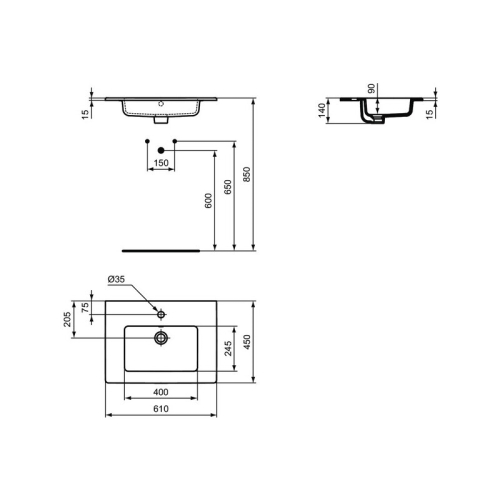 Ideal Standard Eurovit+ 60 cm fali szekrény mosdóval, magasfényű fehér R0572WG