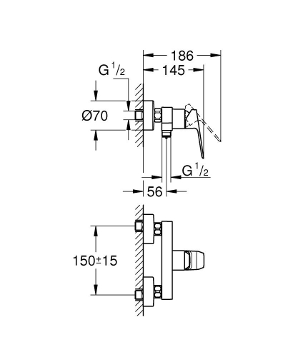 Grohe Cubeo egykaros zuhanycsaptelep, króm 1018240000
