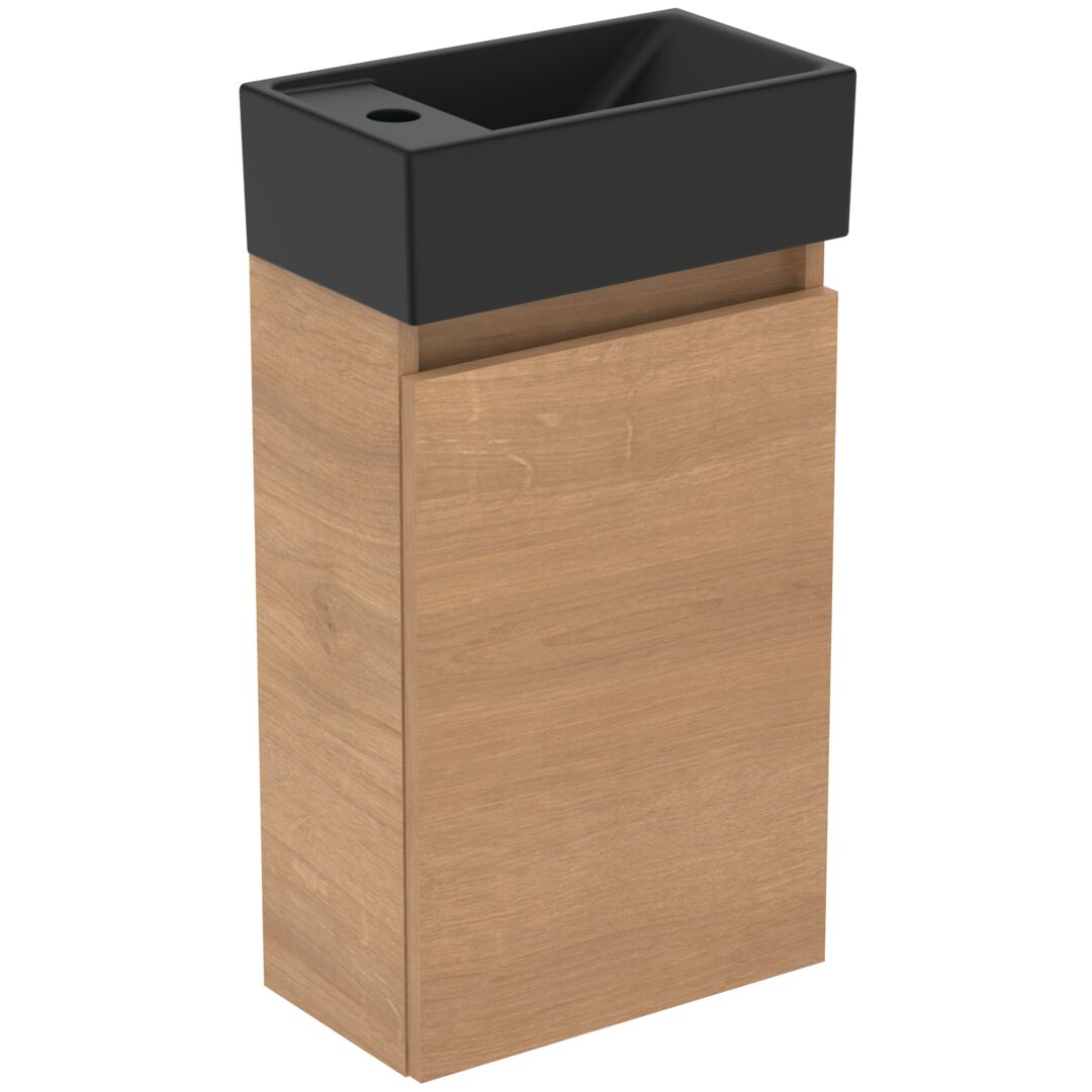 Ideal Standard Eurovit+ 35 cm fali szekrény balos mosdóval, matt fekete/Natural Oak R0579Y8