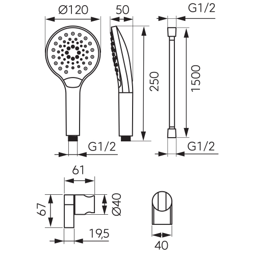 Ferro Mulo 3 funkciós zuhanyszett, króm U334