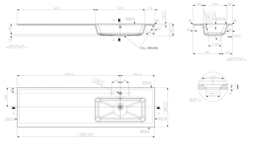 Marmy BERGAMO SLIM 160x46 cm jobbos mosdó, fehér 80 8385 16 21 10