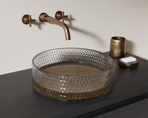 Riho GLAMOUR 35,5 cm pultra ültethető üvegmosdó, Gold W047001311