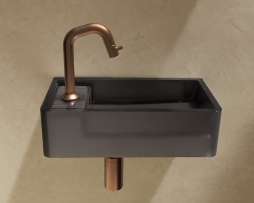 Riho SOLID FROSTED 41x21 cm balos kézmosó, Smoke W046003F01