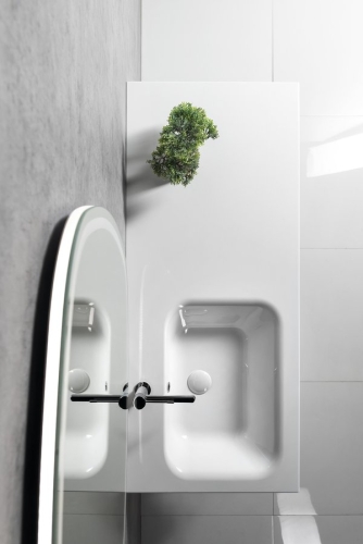 Sapho ARECA 141x51,5 cm balos öntöttmárvány mosdó, fehér AC141L