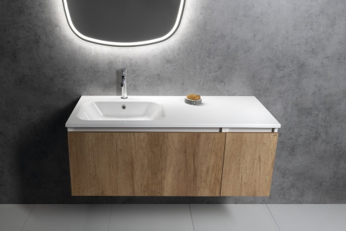 Sapho ARECA 141x51,5 cm balos öntöttmárvány mosdó, fehér AC141L