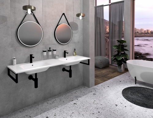 Sapho ARECA 181x51,5 cm öntöttmárvány duplamosdó, fehér AC181