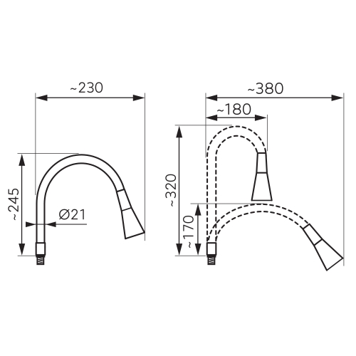 Ferro Elastico II flexibilis kifolyócső konyhai csaptelepekhez, bézs W101P-B