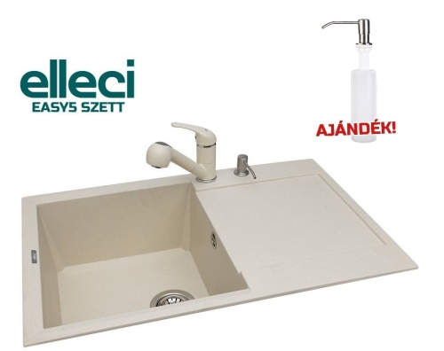 Elleci EASY5 gránit mosogató csapteleppel szett, bianco antico EASY5SZETT