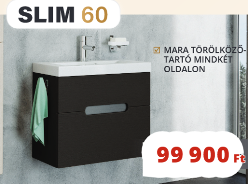 Tboss Slim 60 alsó szekrény öntött márvány mosdóval, prégelt fekete