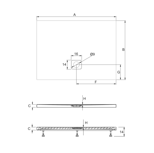 Riho BASEL 100x80 cm zuhanytálca, fehér D005004005
