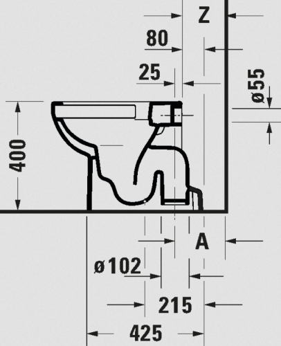 Duravit No.1 perem nélküli alsó kifolyású álló wc 21840100002