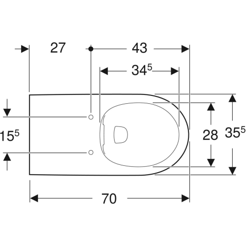 Geberit Selnova Comfort Rimfree akadálymentes mélyöblítésű fali WC, fehér 501.046.00.7