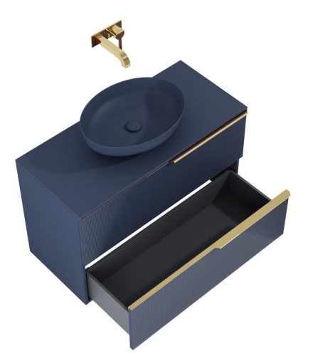 AREZZO design MONTEREY GLASS 100 cm alsószekrény, matt kék AR-169086