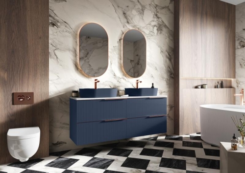 AREZZO design MONTEREY GLASS 100 cm alsószekrény, matt kék AR-169086