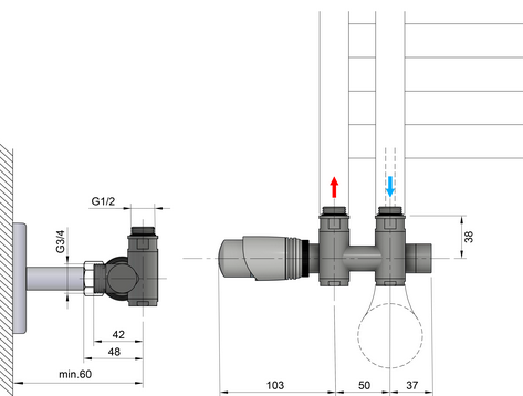 Sapho BRUCKNER WICHER COMBI csatlakozókészlet termosztátos szeleppel, króm 600.331.1