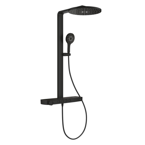 Grohe Rainshower Aqua Pure termosztátos zuhanyrendszer falra szerelésre, phantom black 101680KF00
