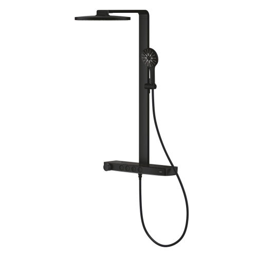 Grohe Rainshower Aqua Pure termosztátos zuhanyrendszer falra szerelésre, phantom black 101680KF00