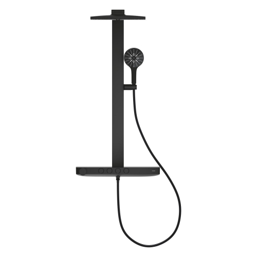 Grohe Rainshower Aqua Pure termosztátos zuhanyrendszer falra szerelésre, phantom black 101680KF00