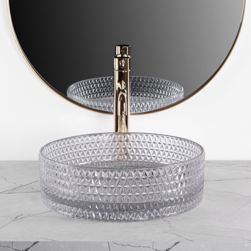 REA Cristal Light Grey pultra ültethető üvegmosdó REA-U9615