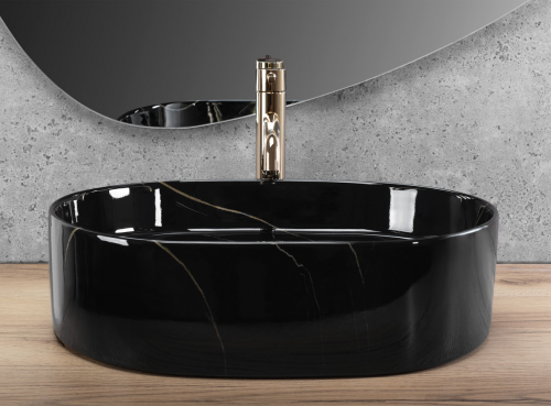 REA Nadia 50 Black Stone pultra ültethető mosdó 50x38 cm REA-U9240