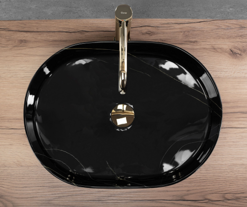 REA Nadia 50 Black Stone pultra ültethető mosdó 50x38 cm REA-U9240