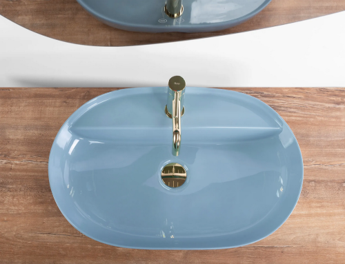 Rea Aura 61 L.Blue Shiny pultra ültethető mosdó 61x41 cm, kék REA-U6618