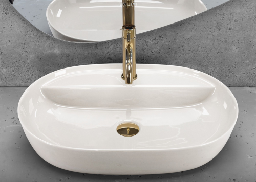 Rea Aura 61 Ecru Shiny pultra ültethető mosdó 61x41 cm, REA-U4589