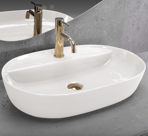 Rea Aura 61 Ecru Shiny pultra ültethető mosdó 61x41 cm, REA-U4589