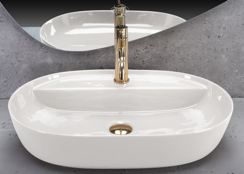 Rea Aura 61 Ecru Shiny pultra ültethető mosdó 61x41 cm, REA-U4589