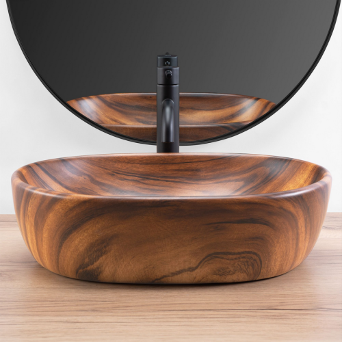 Rea Amelia WOOD MATT 48x34,5 cm pultra ültethető mosdó, fahatású REA-U5060