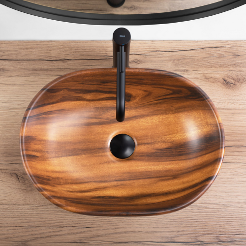 Rea Amelia WOOD MATT 48x34,5 cm pultra ültethető mosdó, fahatású REA-U5060