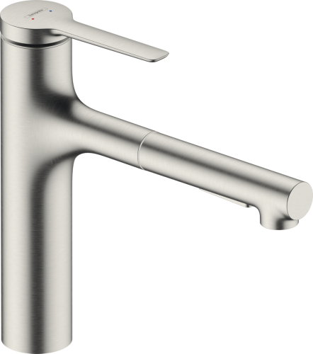 Hansgrohe Zesis M33 160 egykaros konyhai csaptelep 2 jet kihúzható kifolyóval, rozsdamentes acél 74801800