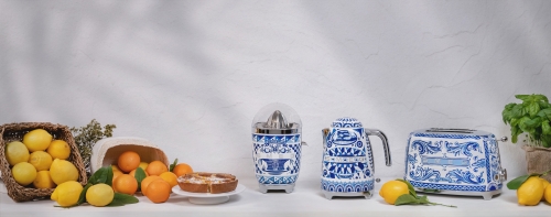 SMEG & Dolce&Gabbana retro 2 szeletes kenyérpirító, Mediterrán kék TSF01DGBEU