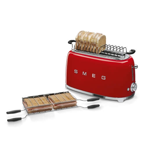 SMEG retro 4 szeletes kenyérpirító, piros TSF02RDEU