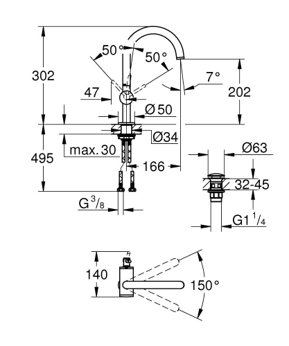 GROHE SPA Atrio egykaros mosdócsaptelep L-es méret, króm 24362000