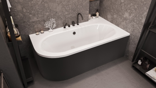 Besco AVITA 150 cm univerzális kád előlap, matt fekete OAV-150-NSC
