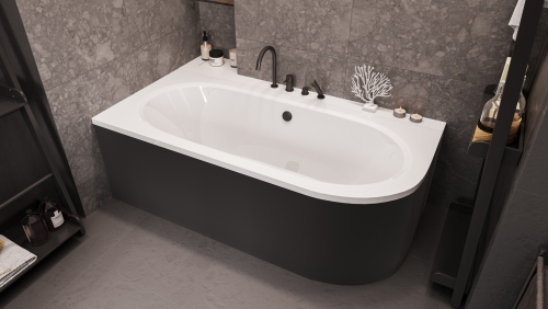 Besco AVITA 160 cm univerzális kád előlap, matt fekete OAV-160-NSC