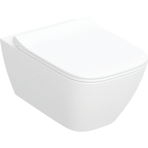 Geberit Smyle Square fali WC mélyöblítésű készlet, Rimfree, WC-ülőkével 500.685.01.1