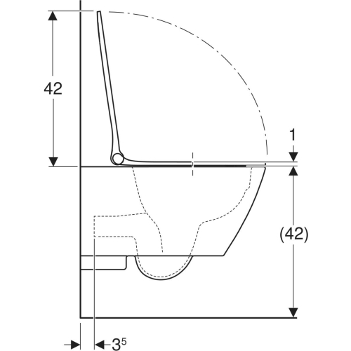 Geberit Smyle Square fali WC mélyöblítésű készlet, Rimfree, WC-ülőkével 500.685.01.1