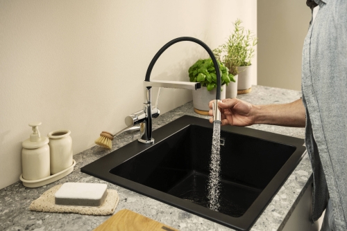 Hansgrohe Talis Select M54 PowderSpray egykaros konyhai csaptelep Semi-Pro, 3jet, szálcsiszolt fekete króm 72861340