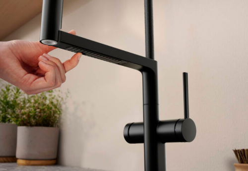 Hansgrohe Talis Select M54 PowderSpray egykaros konyhai csaptelep Semi-Pro, 3jet, szálcsiszolt fekete króm 72861340